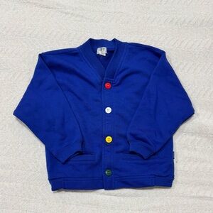 E Sprit mini, Royal Blue Kids Cardigan with Multicolor Buttons, vintage